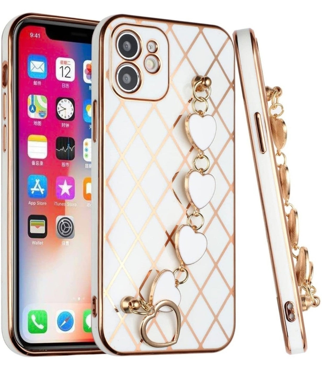 iPhone 13 Pro Max Heart Chain White