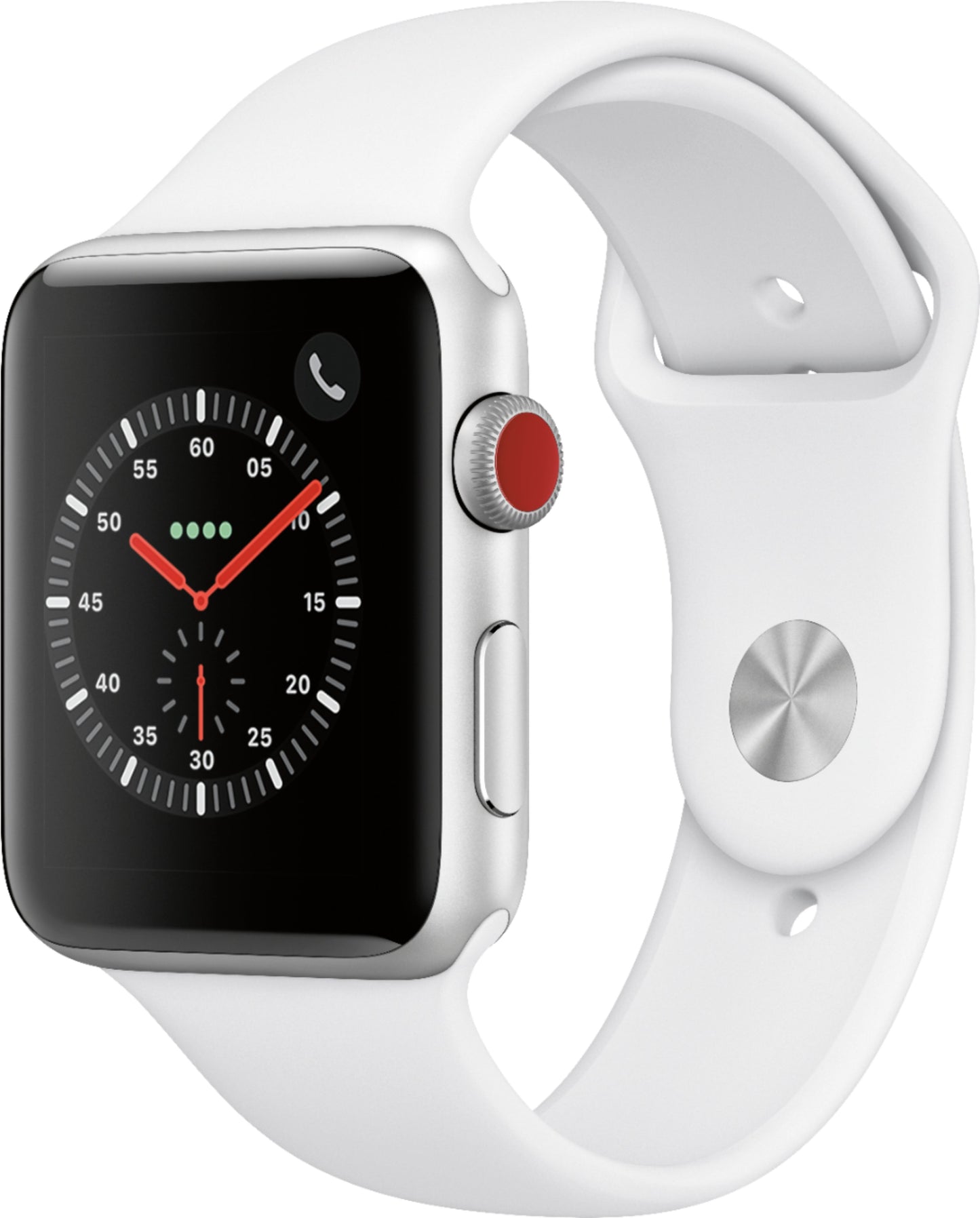Apple Watch Series 3 (Cellular+GPS, 42MM) Silver Aluminum Case with White Sport Band (Renewed)