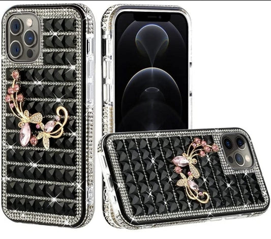 iPhone 13 Pro Max Butterfly Floral On Black