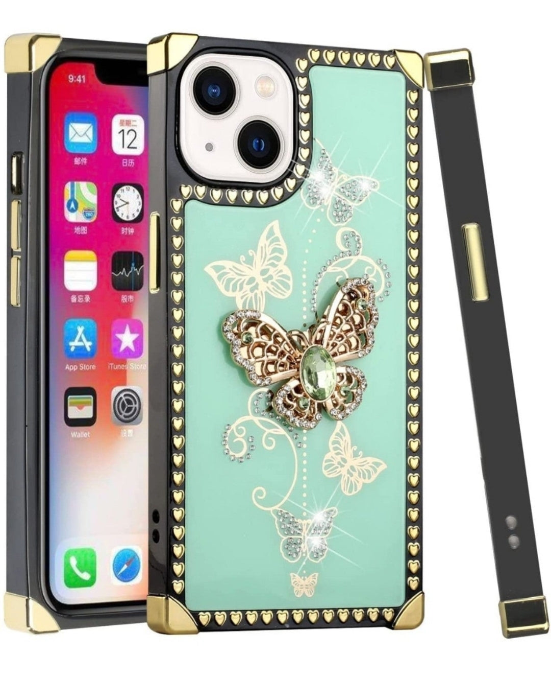 iPhone 13 Pro Garden Butterflies Teal