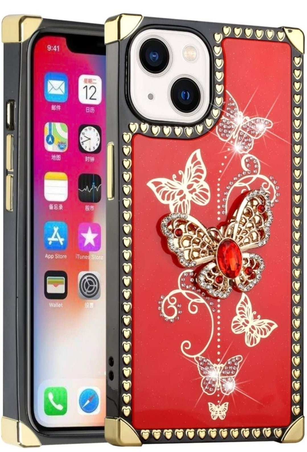 iPhone 13 Pro Garden Butterflies Red