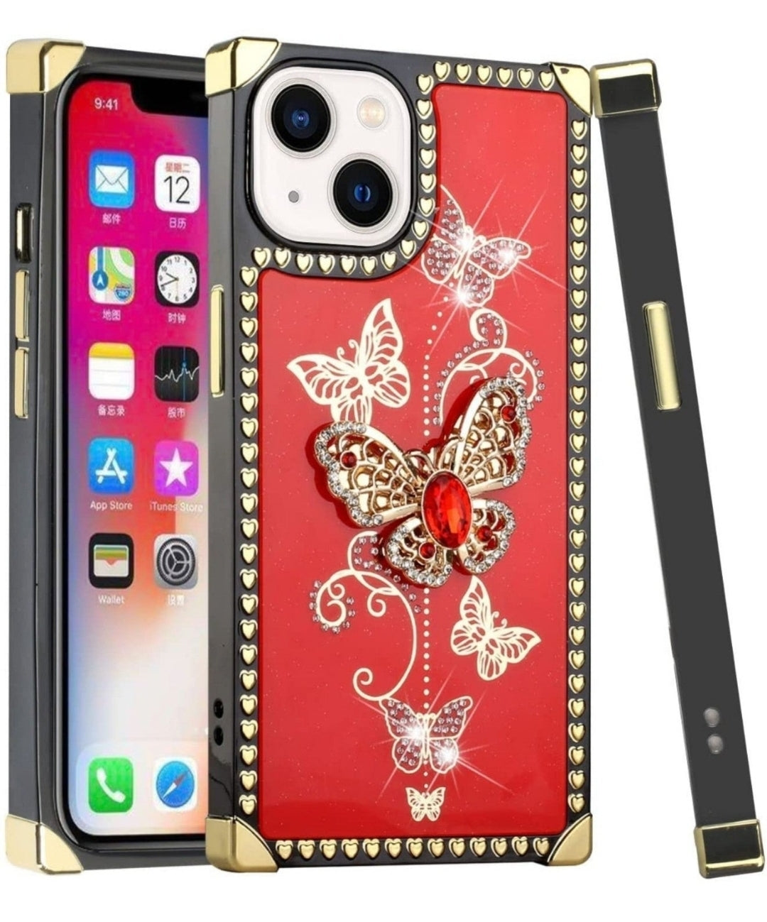 iPhone 13 Pro Garden Butterflies Red
