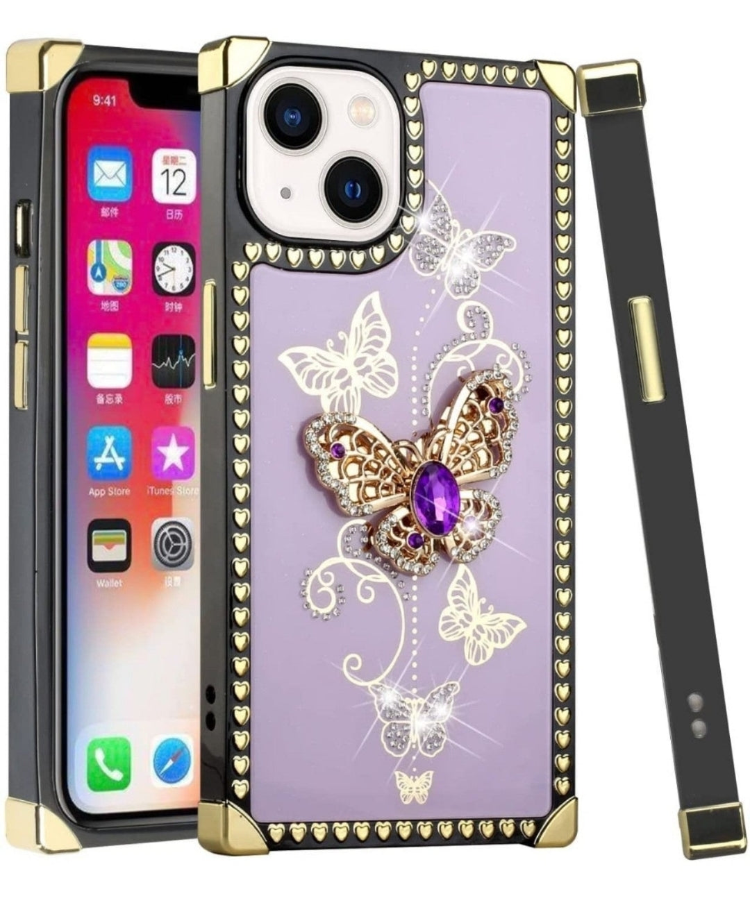 iPhone 13 Pro Garden Butterflies Purple