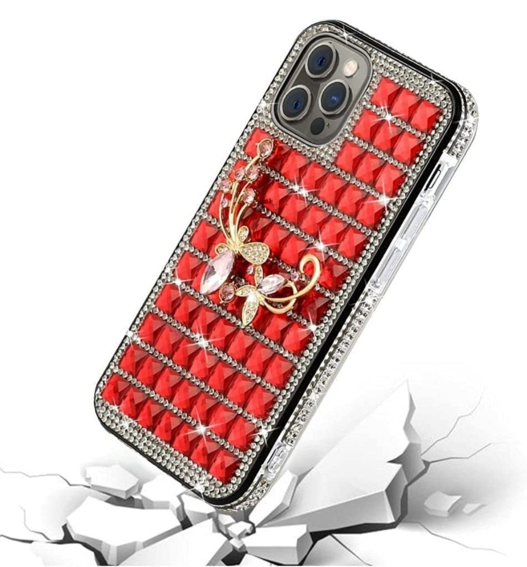 iPhone 13 Pro Butterfly Floral On Red