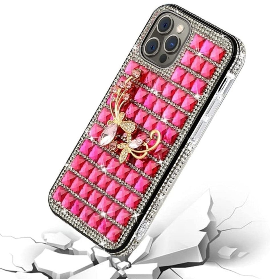 iPhone 13 Pro Butterfly Floral On Pink