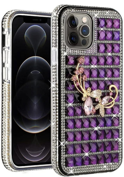 iPhone 13 Pro Butterfly Floral On Purple