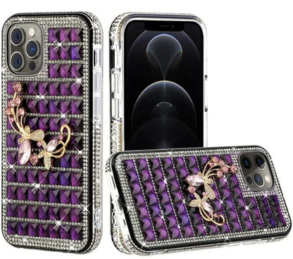 iPhone 13 Pro Butterfly Floral On Purple