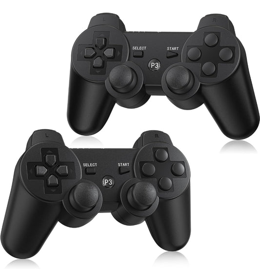 PS3 Controller Wireless 2 Pack, with 2 Charging Cables, Compatible with Playstation 3